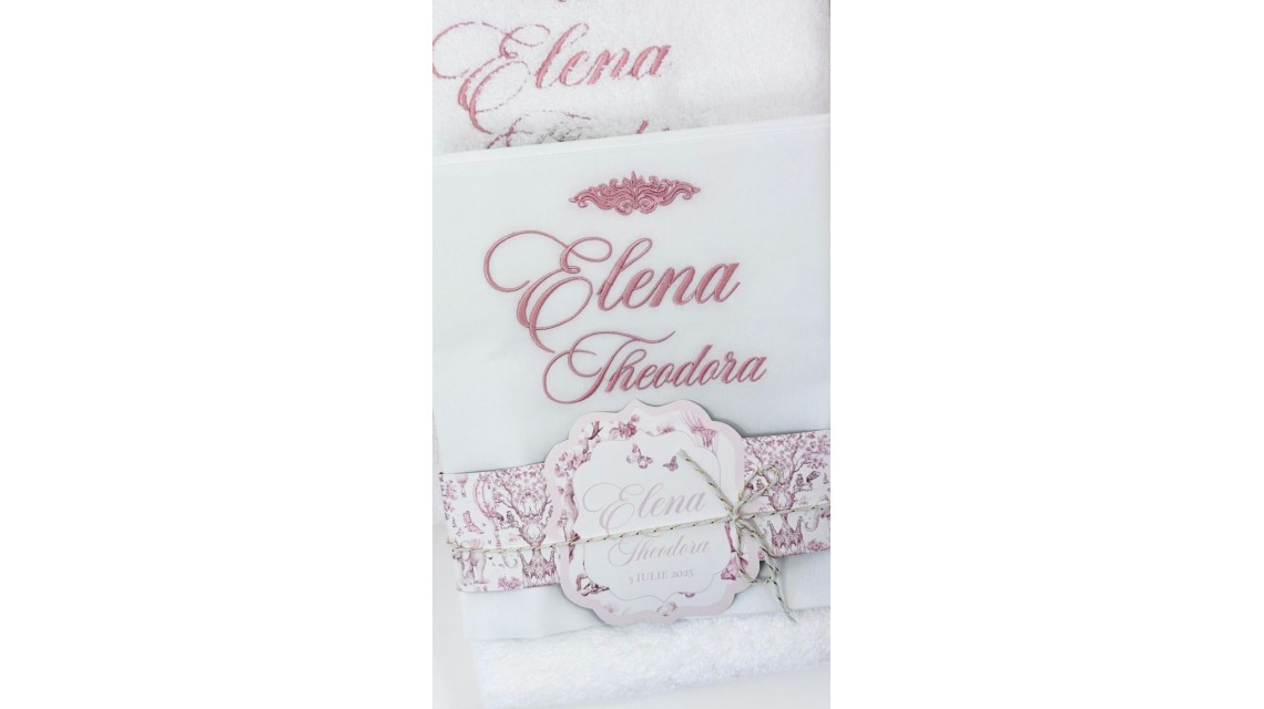 Trusou botez cu animale din jungla si flori exotice roz Toile de Jouy 12